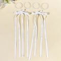 Set de pinzas para el pelo con lazos de satén blanco y gomas en estilo de ballet - Blanco