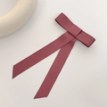 Elegante pinza de satén rosa palo con lazo largo al estilo coreano y diseño minimalista - Pinza para el Cabello con Lazo Rojo Vino