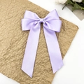 Gros plan détaillé d'un nœud papillon en satin lavande avec de longs rubans élégants - Violet