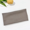 Detailed texture of brown ribbed knit headband with elastic wide-brim fabric design - Taupe (FD05-28)