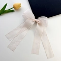 Eleganter hellrosa Haarclip aus Organza-Schleife mit langen Bändern im französischen Stil - Hellrosa Schleifen-Haarclip
