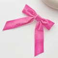 Eleganter rosaroter Samt-Haarclip mit Schleife und langen Bändern im französischen Stil - Dunkelrosa