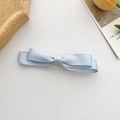French style double-layered light blue ribbon hair bow clip on a minimalist background - Blue Bow