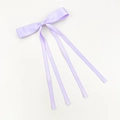 Detail of lavender satin ribbon hair clip with long elegant streamers and silky texture - Light Purple