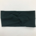 Elastic ribbed knit baby headband with stylish cross-knot design in forest green color - Dark Green (FD88-9)