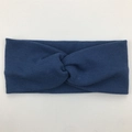 Bandeau bébé en coton côtelé bleu marine avec un design croisé noué élégant pour enfants - Bleu Brouillard (FD88-10)