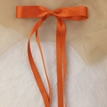 Elegant bright orange satin ribbon bow hair clip with double streamers for girls - Orange