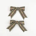 Fermagli per capelli a fiocco stile etnico verde scuro con ricami floreali vintage - Marrone