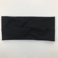 Bandeau croisé noir en coton côtelé pour bébés avec tissu élastique et doux - Noir (FD88-11)