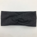 Bandeau bébé gris foncé en maille côtelée avec nœud croisé et texture en coton élastique - Gris Foncé (FD88-14)