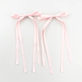 Lot de deux barrettes à nœuds rose tendre avec longs rubans et pinces crocodiles - Rose