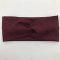 Bandeau bébé en coton côtelé bordeaux avec un nœud central torsadé élégant - Rouge Vin (FD88-15)