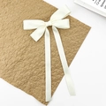 Elegant cream white satin bow hair clip with long ribbons for a sweet minimalist style - Beige