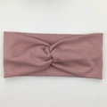 Bandeau bébé rose poudré en maille côtelée avec un joli nœud torsadé central - Vieux Rose (FD88-6)