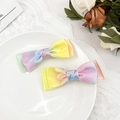Paar Regenbogen-Satin-Haarspangen mit Doppelschleife im süßen Design für Mädchen - Stil 2