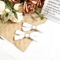 Detail of white velvet bow hair clips with central rhinestone on a vintage paper background - White Velvet Round Rhinestone Bow (8#)