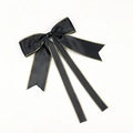 Elegante lazo de pelo negro satinado con bordes dorados brillantes y cintas largas mujer - Negro