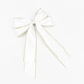 Elegante witte satijnen haarstrik met gouden geweven randen en lange linten - Wit