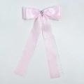 Detail of pink lace ribbon hair clip with heart-shaped rhinestone on white background - 7# Pink Lace Heart Rhinestone Style