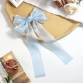 Detailed view of light blue mesh double layer bow hair clip with flowing ribbons - Light Blue