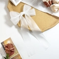 Detailed view of elegant white organza bow hair clip with long ribbon streamers and texture - White