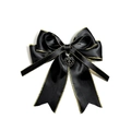 Gotische Haarspange aus schwarzem Satin mit Goldrand und Vintage Herz-Kreuz-Anhänger - Großer Herzanhänger-Stil mit langem Band (3#)