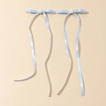 Set of two light blue satin bow hair clips with cream rose and long flowing ribbons - 1 Pair Pack / Blue