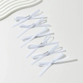 Set of six white satin ribbon hair bows with silver alligator clips for women - White