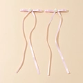 Detail of pink silk ribbon hair clips with cream rose accents in balletcore style - 1 Pair Pack / Pink