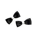 Detalle de dos pinzas para el pelo con lazos de satén negro y perlas elegantes - Negro