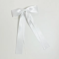 Elegante pinza de pelo con lazo de satén blanco y cintas largas de estilo minimalista - Blanco