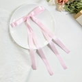 Pasador de pelo con doble lazo de satén rosa y cintas largas en plato blanco - Rosa