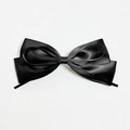 Eleganter schwarzer Satin-Haarclip mit doppelter Schleife und glänzendem Finish - Schwarz