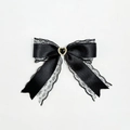 Schwarze Spitze Haarklammer mit Herz-Strass-Anhänger im Gothic-Stil für Mädchen - Schwarz