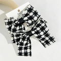 Classic black and white houndstooth bow hair clips on a white display card - 2# (Pair)