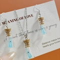 Détails du collier et des boucles d'oreilles en bouteille de verre avec fantôme lumineux - Bleu Set