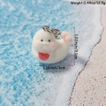 Cute white flocked seal keychain with red heart detail and silver lobster clasp - Heart Seal