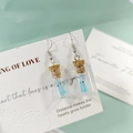 Boucles d'oreilles fantôme lumineux en mini bouteille de verre avec bouchons en liège - Boucles d'Oreilles Bleues