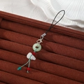 Chinese style phone charm with green jade ring and white gourd pendant on velvet - Light Green Peace Buckle Gourd Style (Style N)