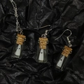 Ensemble collier et boucles d'oreilles fantôme lumineux en bouteille pour Halloween - Ensemble Zirconium Blanc