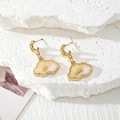 Cloud shaped resin earrings with yellow dried flowers and golden crescent moon tops - Yellow Daisy Cloud