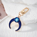Retro Mond und Sonne Evil Eye Schlüsselanhänger mit blauem Emaille und Goldlegierung - Blauer Mond