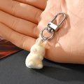 Porte-clés mignon lapin floqué jaune avec mousqueton en métal pour sacs et clés - Lapin Jaune Timide