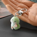Simpatico portachiavi a piccolo mostro verde in morbido peluche con gancio argentato - Serpente Verde Ruyi