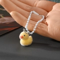 Niedlicher gelber beflockter Enten-Schlüsselanhänger mit weicher Textur für Taschen - Gelbe Ente