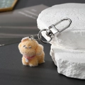 Porte-clés chien en peluche orange avec collier rouge et mousqueton métallique - Style Golden Retriever