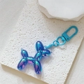 Charming laser gradient balloon dog keychain with blue metallic clip for bag decoration - Laser Blue