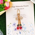 Cute cherry keychain with red beads, gold metal lobster clasp, and green bow detail - Wine Red Cherry