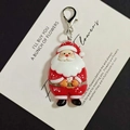 Porte-clés Père Noël rouge avec fermoir mousqueton pour sacs et cadeaux - Père Noël Classique Rouge Blanc (C)