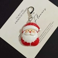 Large Santa Claus resin charm with silver lobster clasp for backpacks and keychains - Pink Face Santa (E)